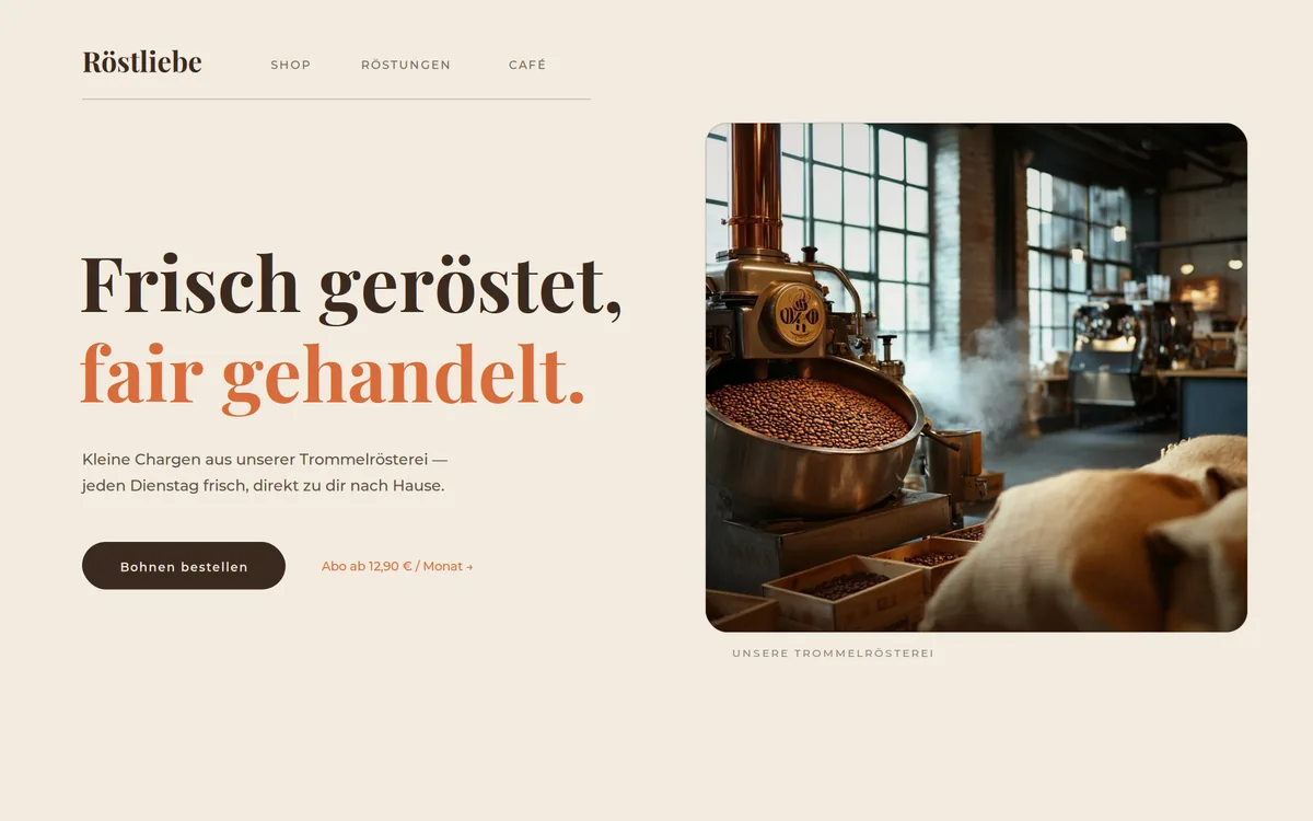 Beispiel-Website: Kaffeerösterei