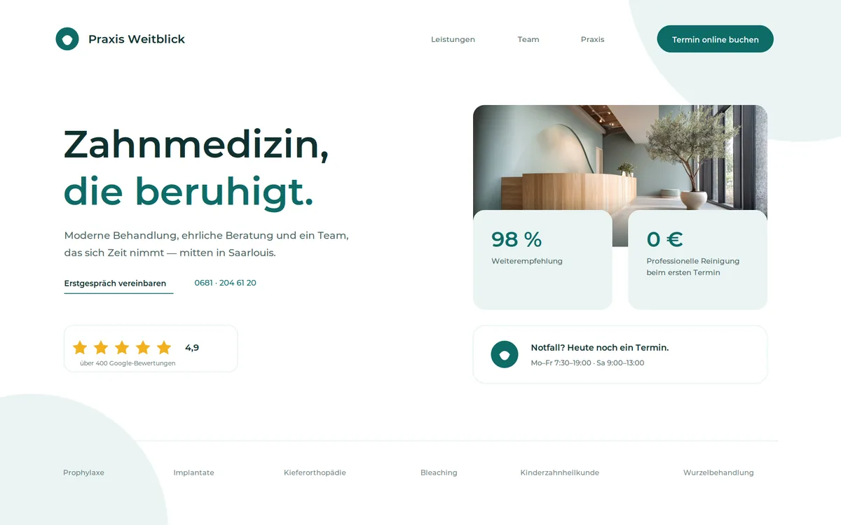 Beispiel-Website: Zahnarztpraxis